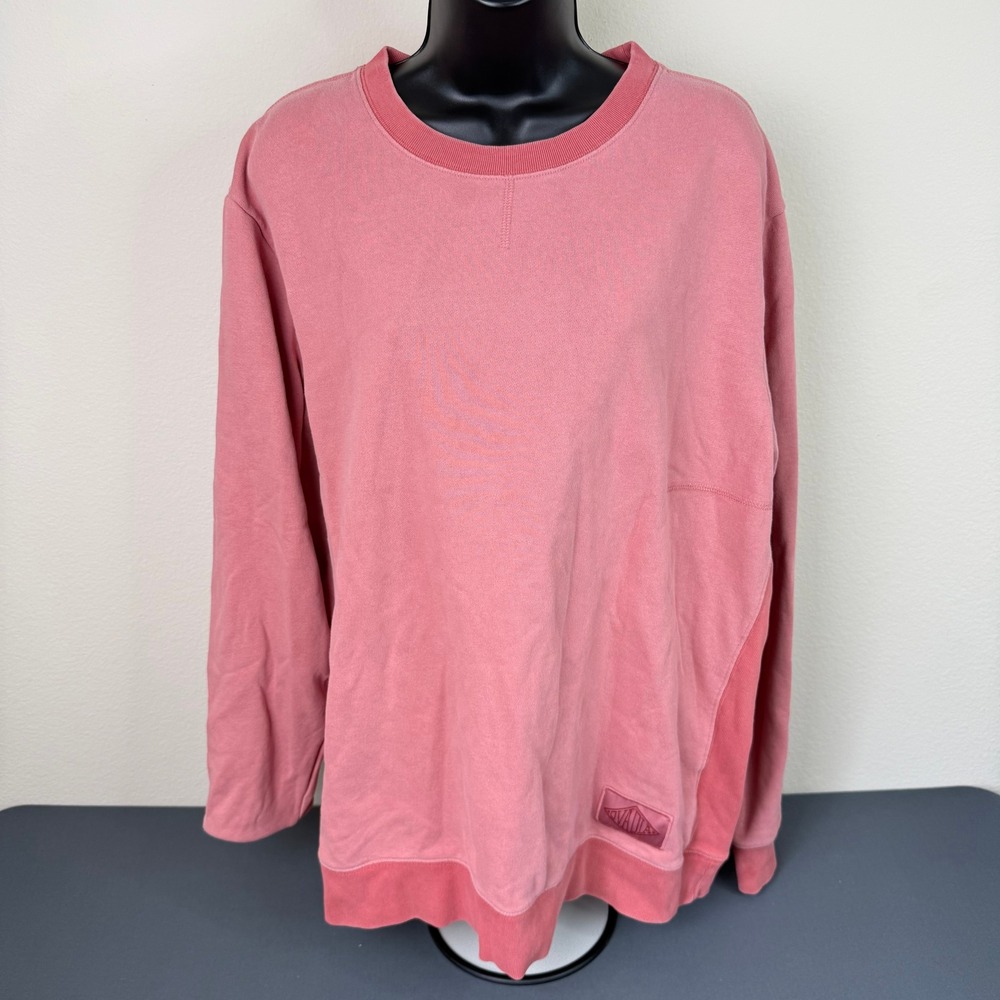 Ovadia Sweatshirt Womens XL Pink Crewneck Paneled Ribbed Cotton Blend Fleece
